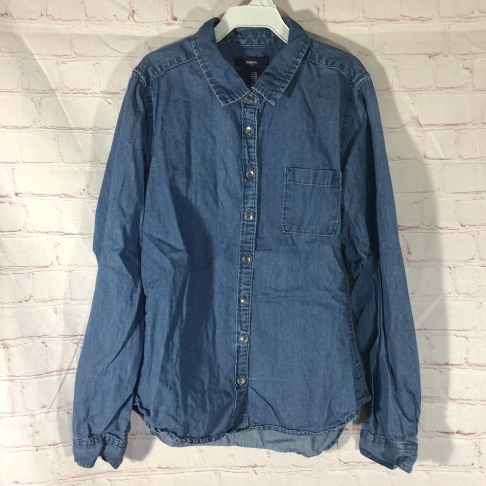 GAP Blue Denim Chambray Button Down Shirt - Size XXL